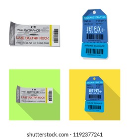 Vector illustration of ticket and admission logo. Set of ticket and event stock symbol for web.