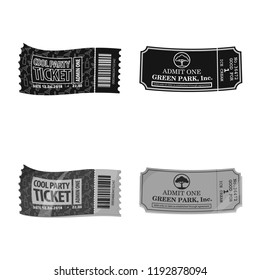 Vector illustration of ticket and admission logo. Set of ticket and event vector icon for stock.