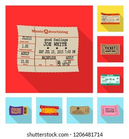 Vector illustration of ticket and admission logo. Set of ticket and event stock symbol for web.