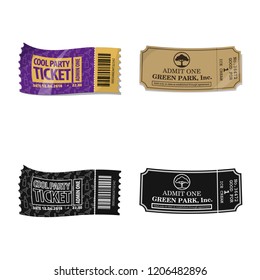 Vector illustration of ticket and admission logo. Collection of ticket and event vector icon for stock.