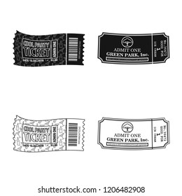 Vector illustration of ticket and admission logo. Set of ticket and event stock symbol for web.