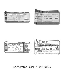 Vector illustration of ticket and admission logo. Collection of ticket and event stock symbol for web.