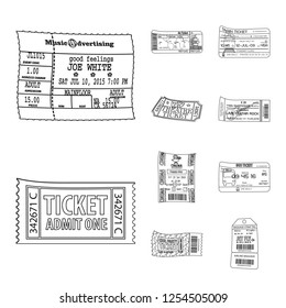 Vector illustration of ticket and admission logo. Collection of ticket and event vector icon for stock.