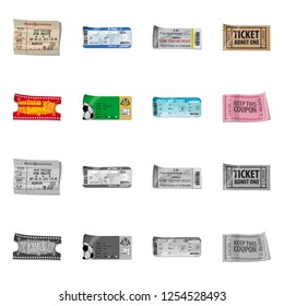 Vector illustration of ticket and admission logo. Collection of ticket and event stock vector illustration.