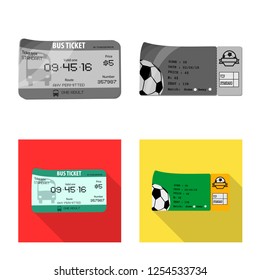 Vector illustration of ticket and admission logo. Set of ticket and event vector icon for stock.