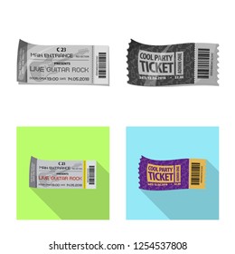 Vector illustration of ticket and admission logo. Collection of ticket and event vector icon for stock.