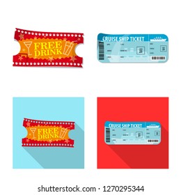 Vector illustration of ticket and admission logo. Set of ticket and event stock vector illustration.