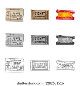 Vector illustration of ticket and admission logo. Collection of ticket and event stock vector illustration.