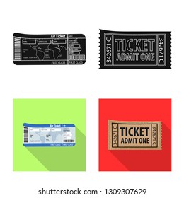 Vector illustration of ticket and admission logo. Collection of ticket and event stock symbol for web.