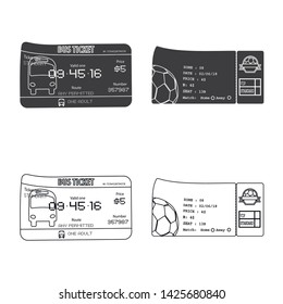 Vector illustration of ticket and admission logo. Collection of ticket and event stock vector illustration.