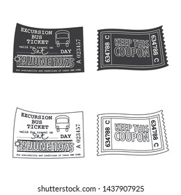Vector illustration of ticket and admission logo. Collection of ticket and event stock vector illustration.