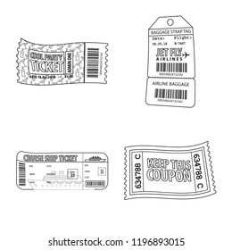 Vector illustration of ticket and admission sign. Collection of ticket and event stock symbol for web.