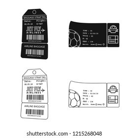 Vector illustration of ticket and admission sign. Collection of ticket and event stock vector illustration.