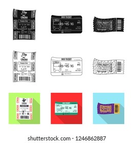 Vector illustration of ticket and admission sign. Set of ticket and event stock vector illustration.