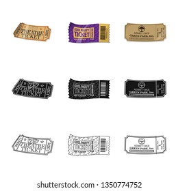 Vector illustration of ticket and admission sign. Set of ticket and event stock symbol for web.