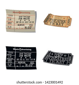 Vector illustration of ticket and admission sign. Set of ticket and event stock vector illustration.