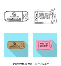 Vector illustration of ticket and admission symbol. Collection of ticket and event vector icon for stock.