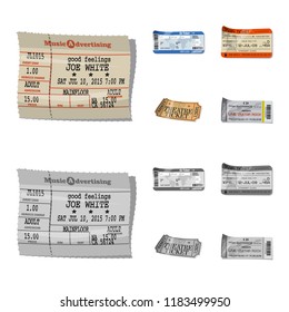 Vector illustration of ticket and admission symbol. Set of ticket and event stock symbol for web.