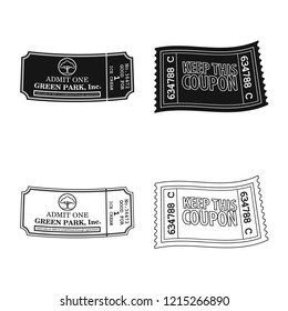 Vector illustration of ticket and admission symbol. Collection of ticket and event stock vector illustration.