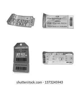 Vector illustration of ticket and admission symbol. Collection of ticket and event vector icon for stock.