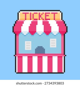 Vector Illustration of Ticket Booth with Pixel Art Design, perfect for game assets themed designs