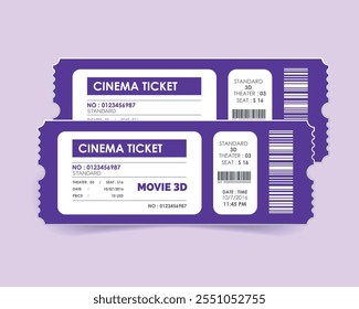 Vector illustration ticket Cinema, theater, event, festival, concert, game, party.