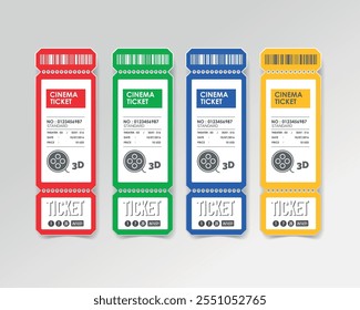 Vector illustration ticket Cinema, theater, event, festival, concert, game, party.