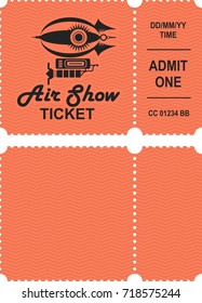 Vector illustration of a ticket counter mark to visit an aviation festival festival show with a detachable coupon