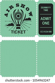 Vector illustration of a ticket countermark to visit an aviation festival festival show with a detachable coupon