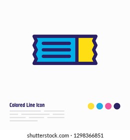Vector illustration of ticket icon colored line. Beautiful leisure element also can be used as coupon icon element.
