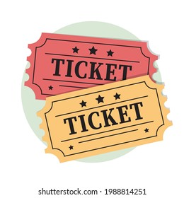 Vector illustration of ticket icon in flat style. Retro ticket plugs isolated on background.