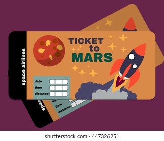 Vector illustration ticket to Mars