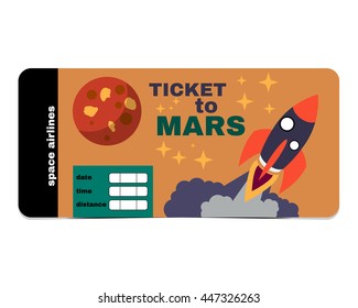 Vector illustration ticket to Mars