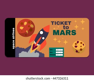 Vector illustration ticket to Mars