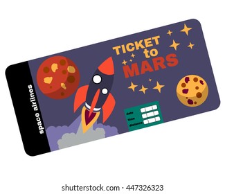 Vector illustration ticket to Mars