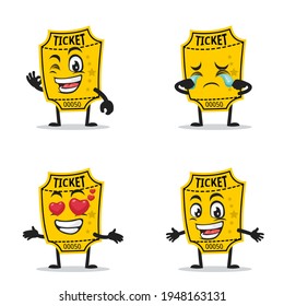 vector illustration of ticket mascot or character collection set with expression theme