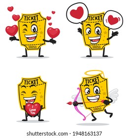 ilustración vectorial de la mascota de entradas o conjunto de colección de caracteres con tema de amor o valentina o amor