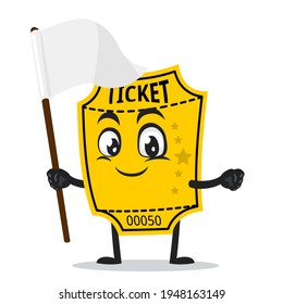 Vektorgrafik von Ticketmaskottchen oder Zeichen mit weißem Banner