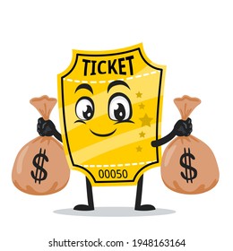 ilustración vectorial de la mascota de los boletos o de la posesión de caracoles de dinero