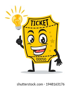vector illustration of ticket mascot or character got idea
