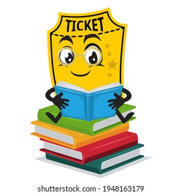 Vektorgrafik von Ticketmaskottchen oder Zeichenlesebuch