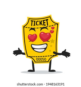 vector illustration of ticket mascot or character with love eye