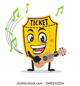vector illustration of ticket mascot or character playing guitar