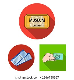 Vector illustration of ticket and movie logo. Set of ticket and concert stock symbol for web.