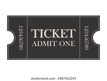 Vector illustration ticket template on the black background. Cinema, theater, event, festival, casino, concert, game, party.