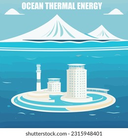 Vector illustration of tidal energy. wave energy. Green energy. Renewable energy source