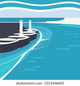 Vector illustration of tidal energy. wave energy. Green energy. Renewable energy source