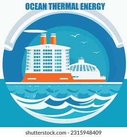 Vector illustration of tidal energy. wave energy. Green energy. Renewable energy source