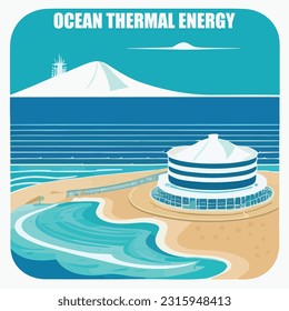 Vector illustration of tidal energy. wave energy. Green energy. Renewable energy source