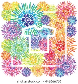 vector illustration / tie dye design element for do it yourself projects/ rainbow colored concentric circles and T-shirt for clothes dyeing 